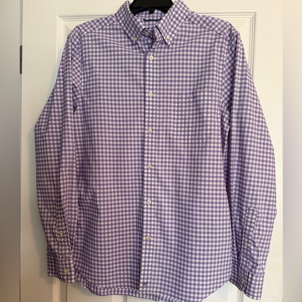 Vineyard Vines Lavender Checkered Button Down Shirt OTG Performance